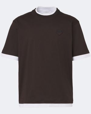 Prada Layered Cotton Jersey T-Shirt - Black
