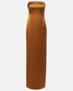 Galvan London Satin Bustier Gown - Brown