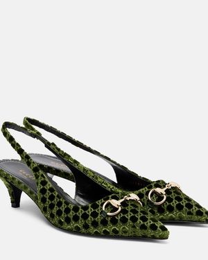 Gucci Slingback Pump With Horsebit, Size 35 It - Green