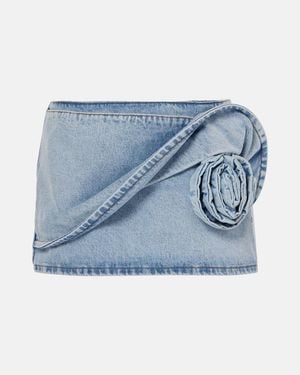 Magda Butrym Floral-Applique Denim Miniskirt - Blue
