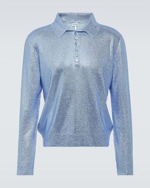 Loewe Embellished Cashmere Polo Sweater - Blue