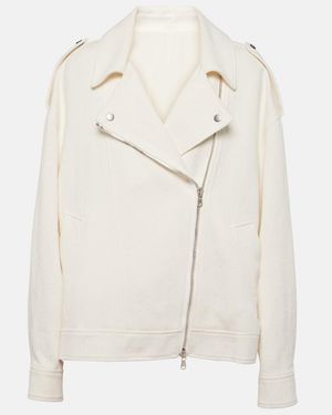 Brunello Cucinelli Cotton And Linen Biker Jacket - Natural