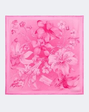 Gucci Flora Silk Twill Scarf - Pink