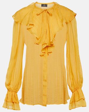 Etro Ruffled Silk Blouse - Yellow