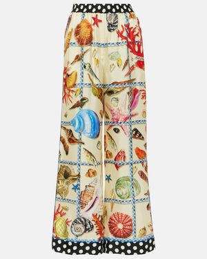 Dolce & Gabbana Capri Printed Silk Satin Palazzo Pants - Multicolor