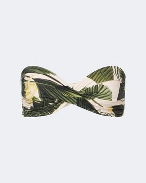 Johanna Ortiz Printed Bandeau Bikini Top - Green