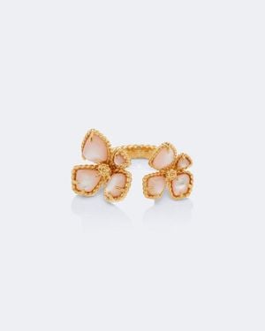 Zimmermann Ring Bloom Toi Et Moi Mit Perlmutt, Vergoldet - Weiß