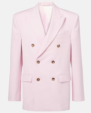 Wardrobe NYC Double-Breasted Virgin Wool Blazer - Pink