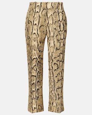 Dries Van Noten Snake-Print Mid-Rise Flared Jacquard Trousers - Natural