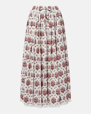 Dolce & Gabbana Floral Lace-Trimmed Cotton Midi Skirt - White