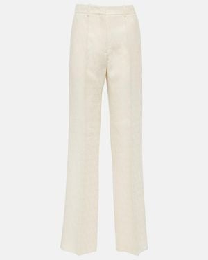 Valentino High-Rise Wool And Silk Wide-Leg Pants - Natural