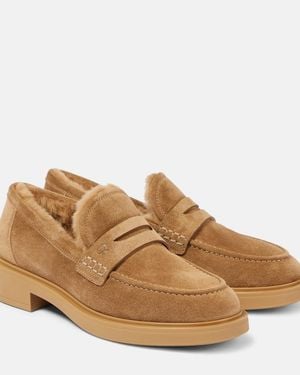Gianvito Rossi Harris Suede Penny Loafers - Brown