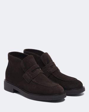 Gianvito Rossi Ankle Boots Brogue Aus Veloursleder - Schwarz