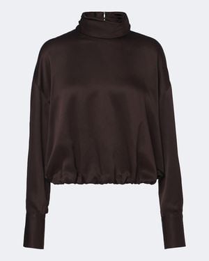 Brunello Cucinelli Silk Satin Top - Black