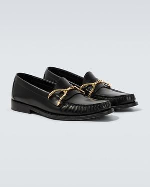 McQueen Wishbone Leather Loafers - Black