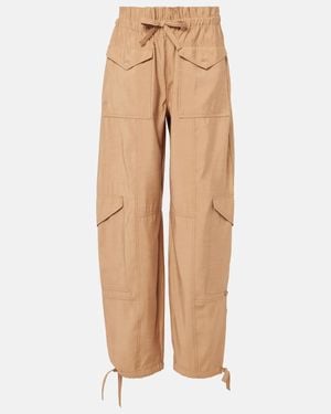 Ganni High-Rise Wide-Leg Trousers - Natural