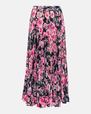 Christopher Kane Floral High-Rise Pleated Midi Skirt - Red
