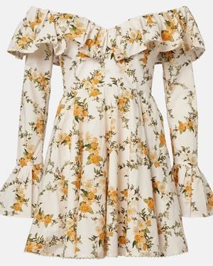 Agua Bendita Verso Off-Shoulder Floral Cotton Minidress - Metallic
