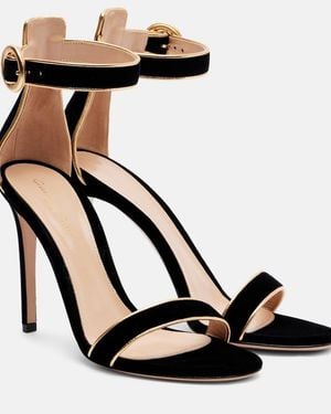Gianvito Rossi 105 Leather-Trimmed Velvet Sandals - Black