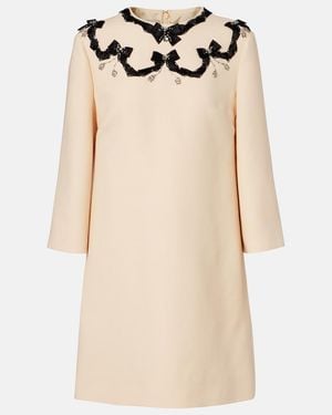 Valentino Crepe Couture Embellished Minidress - Natural