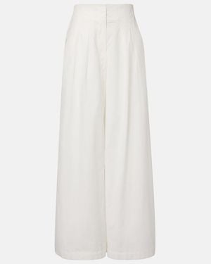 Adriana Degreas Cotton-Blend Wide-Leg Trousers - White