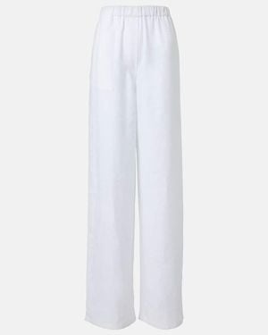 Loro Piana Valerio High-Rise Linen Wide-Leg Trousers - White