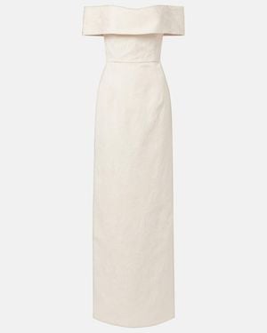 Markarian Clover Brocade Gown - White