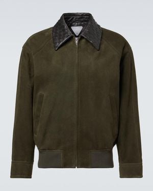 Bottega Veneta Intrecciato Suede Blouson Jacket - Green