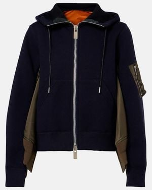 Sacai Panelled Zip-Up Hoodie - Blue