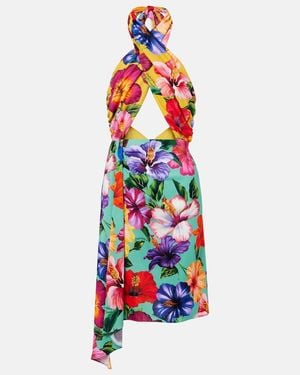 Dolce & Gabbana Cutout Floral Halterneck Minidress - White