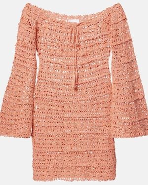 Anna Kosturova Bella Crochet Cotton Minidress - Pink