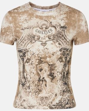 Jean Paul Gaultier Medaillon Cotton-Blend Jersey T-Shirt - Natural
