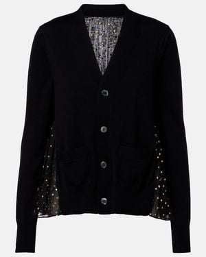 Sacai Cardigan Aus Baumwolle - Schwarz