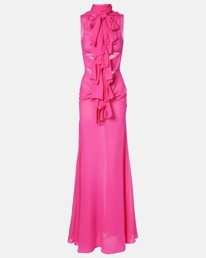 Alaïa Vestido De Fiesta En Jersey Con Aberturas - Rosa