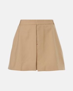 Ami Paris Wool Gabardine Miniskirt - Natural