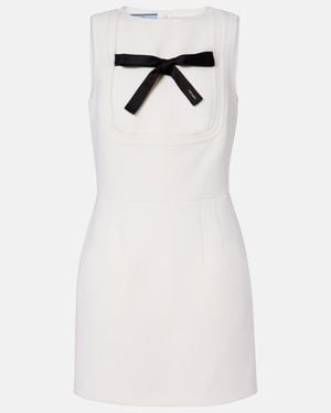 Prada Bow-Detail Virgin Wool Minidress - White