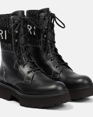 Amiri Leather Lace-Up Boots - Black
