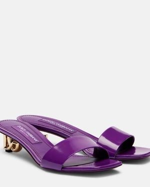 Dolce & Gabbana Dg Leather Mules - Purple