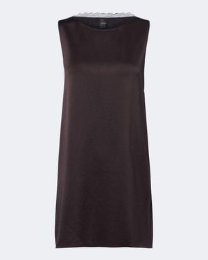 Leset Barb Lace-Trimmed Satin Minidress - Brown