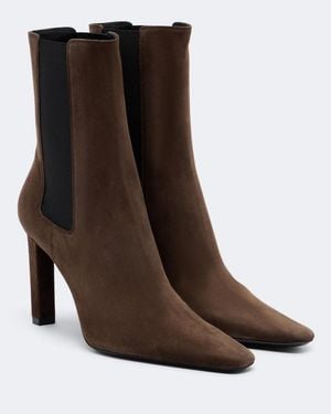 Saint Laurent Ankle Boots Francoise Aus Veloursleder - Braun