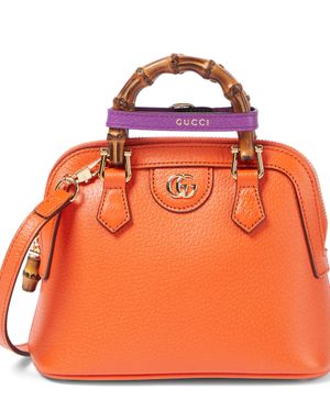 Gucci Diana Mini Leather Tote Bag - Orange