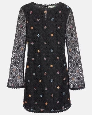 RIXO London Mylene Crochet Beaded Mini Dress - Black