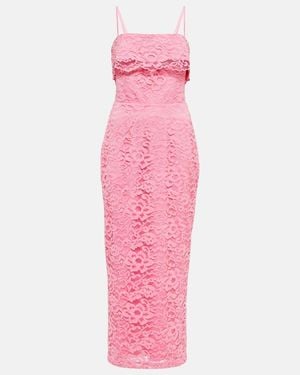 Rasario Layered Lace Midi Dress - Pink