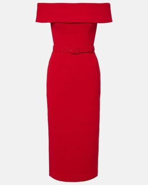 Rebecca Vallance Precious Off-Shoulder Crepe Midi Dress - Red