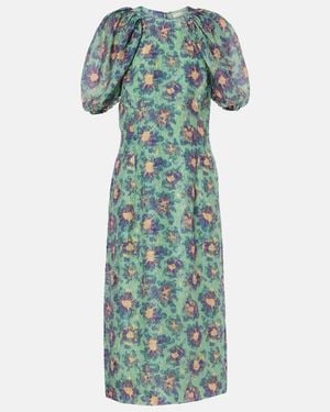 Ulla Johnson Amandine Puff-Sleeve Midi Dress - Green