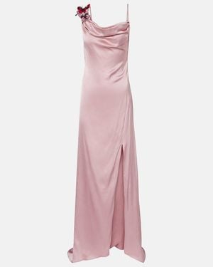 Blumarine Applique Satin Gown - Pink