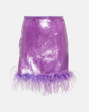 GIUSEPPE DI MORABITO Feather-Trimmed Sequined Miniskirt - Purple