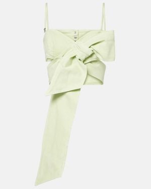 Blumarine Bow-Detail Denim Top - Green