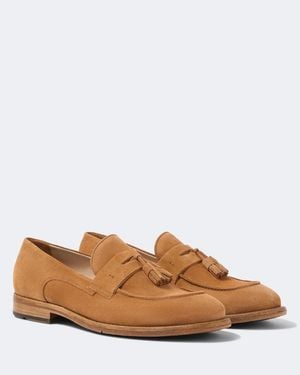 Eleventy Tasselled Suede Penny Loafers - Brown