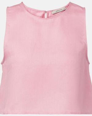 Asceno Kobe Linen Crop Top - Pink